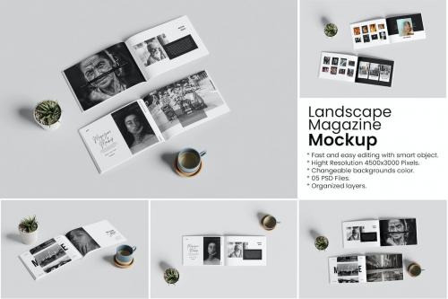 Realistic Landscape Magazine Mockup FQRJKMP
