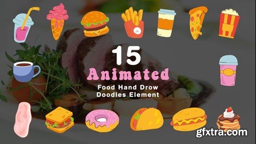 Videohive Fast Food Hand Drawn Doodle Elements 2D Animation Scene 49457166