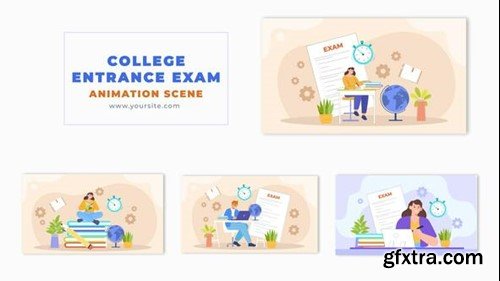 Videohive Vector Character College Exam Animation Scene 49459864