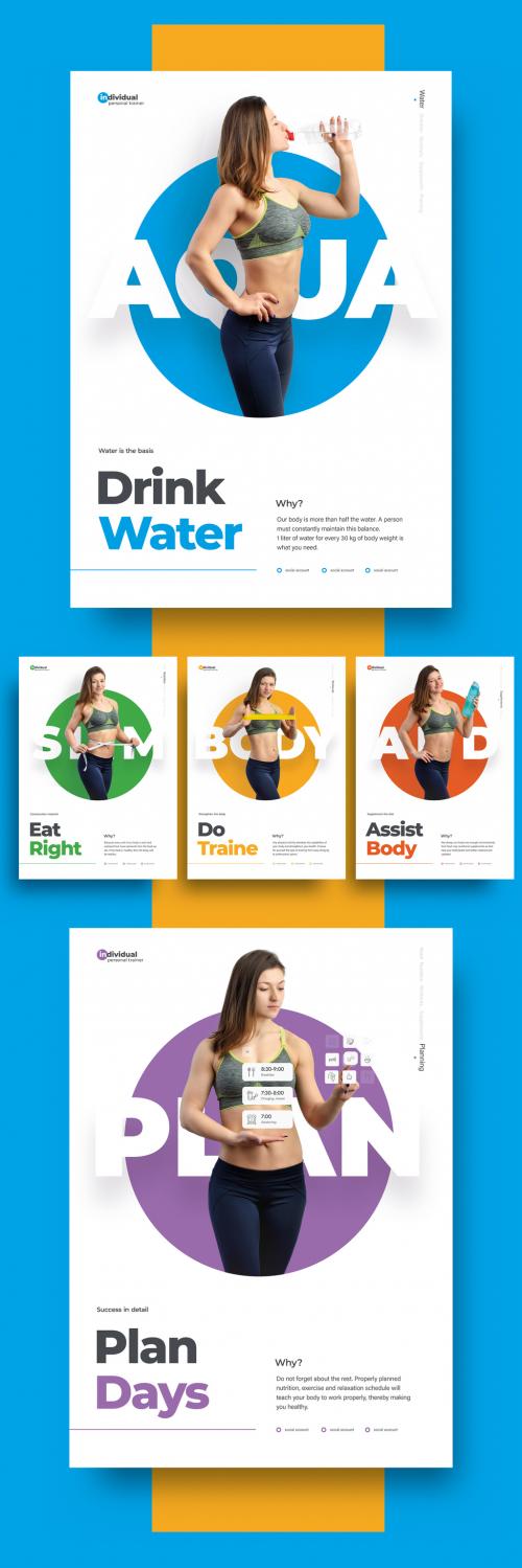 Adobe Stock - Healthy Lifestyle Poster Layout Set - 307431464