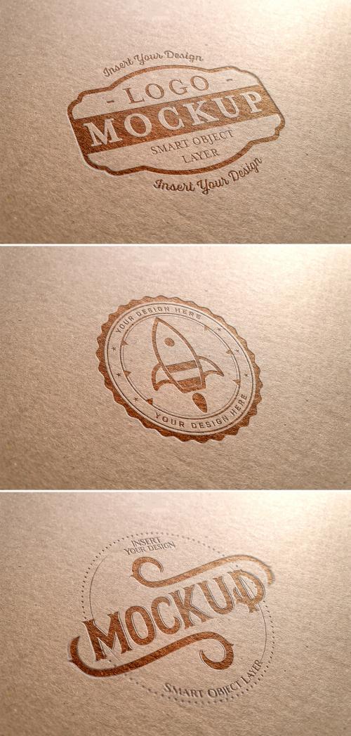 Adobe Stock - Debossed Logo Mockup on Cardboard Texture - 313648771