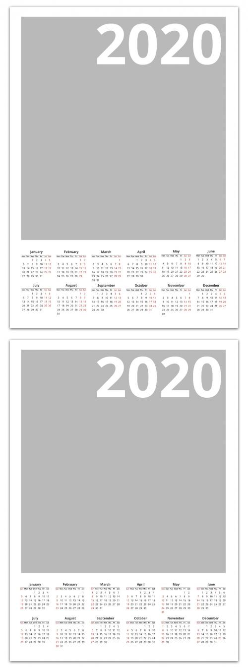 Adobe Stock - 2020 Classic Old Fashioned Poster Calendar Layout - 317756561