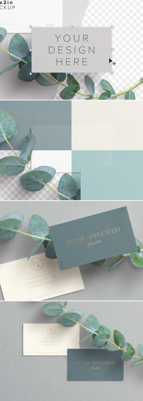 Adobe Stock - Business Cards with Eucalyptus Branch Mockup - 329632400