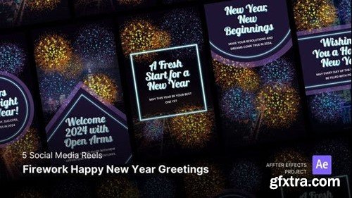 Videohive Social Media Reels - Firework Happy New Year Greetings After Effects Template 49597707