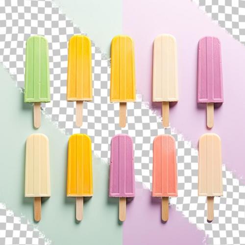 Colorful Ice Cream Sticks On A Transparent Background