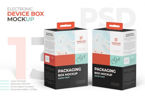 Deeezy - Hanging Cardboard Electronic Wearable Device Packaging Box Mockup