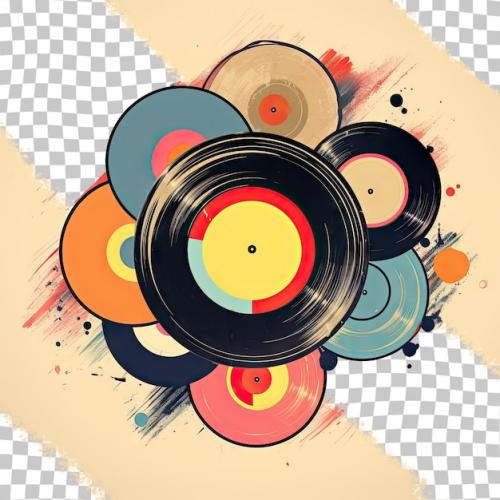 Old Fashioned Music Artwork Featuring Vinyl Records