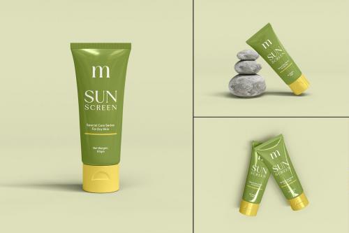 Cosmetic Sunscreen Tube Mockup Set