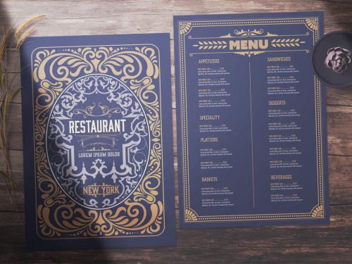 Adobe Stock - Restaurant Menu Layout with Ornamental Elements - 334577013