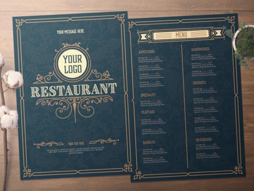 Adobe Stock - Restaurant Menu Layout with Ornamental Elements - 334577068