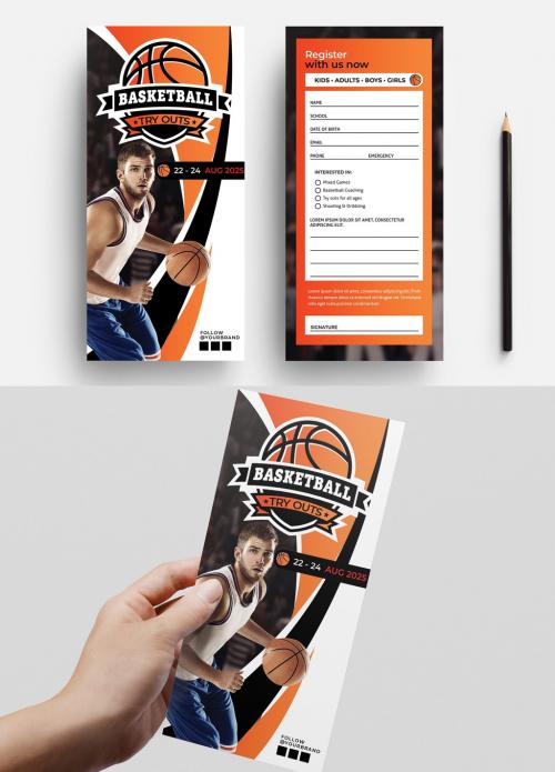 Adobe Stock - College Basketball Dl Flyer Rack Card Layout - 343583364