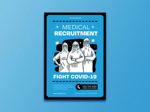 Adobe Stock - Medical Recruitment Covid19 Flyer Layout - 351365426