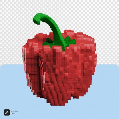 3d Paprika Voxel Art Isolated