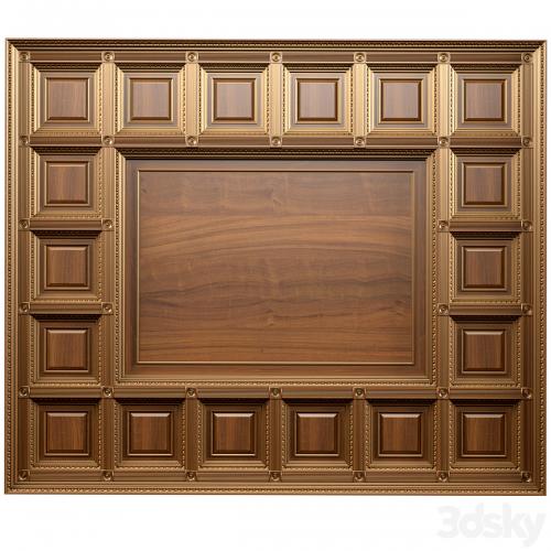 Ceiling set classic style.Classic wooden illuminated coffered ceiling