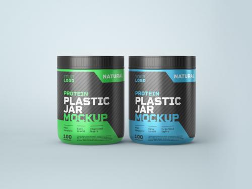 Adobe Stock - Food Supplement Plastic Jar Mockup - 380392493