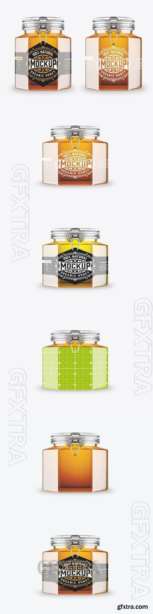 Hexagonal Honey Glass Jar Mockup PAKPSLA