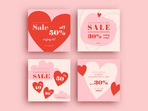 Adobe Stock - Valentine's Day Sale Social Media Post Layouts - 403290123