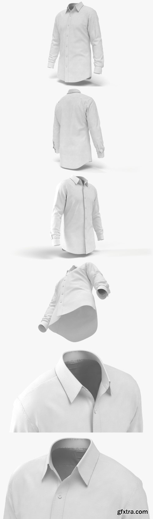 Turbosquid - 3D Realistic Worn Regular Shirt Long Sleeve Male Body Shape Model