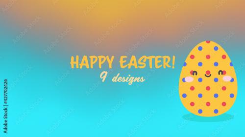 Adobe Stock - Happy Easter with Rolling Egg 9 Designs Title - 427702426