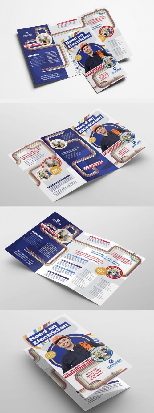 Adobe Stock - Electrician Trifold Brochure Leaflet for Handyman Electrical Services - 429282350