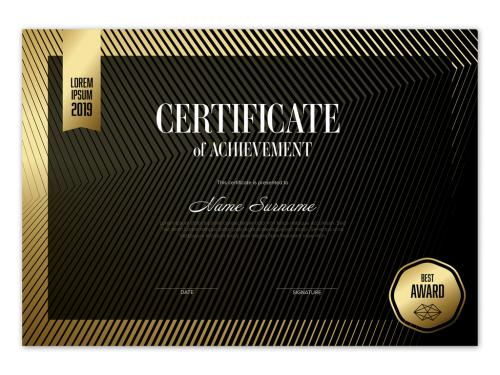 Adobe Stock - Golden Black Horizontal Certificate Layout - 434171186