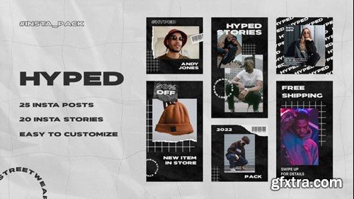 Videohive Hyped - Streetwear Instagram Posts & Stories Pack 37262284
