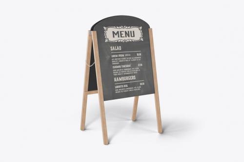 Wooden Restaurant Menu Board Mockup