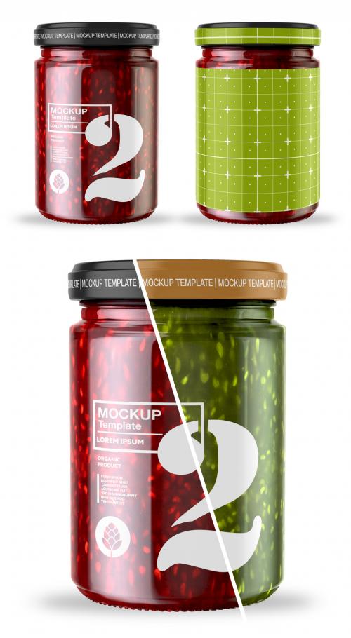 Adobe Stock - Strawberry Jam Jar Mockup - 437272320