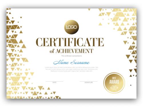 Adobe Stock - Horizontal Certificate Layout with Golden Triangles - 442423029