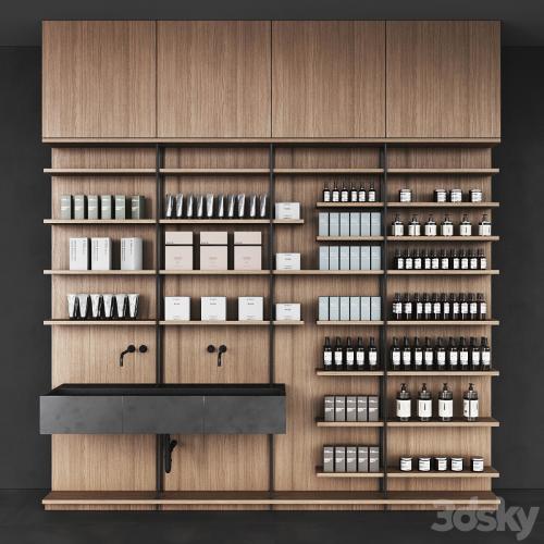 Cosmetic set wooden shelving