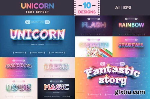 Set 10 Unicorn Editable Text Effects, Font Styles KETAX9H
