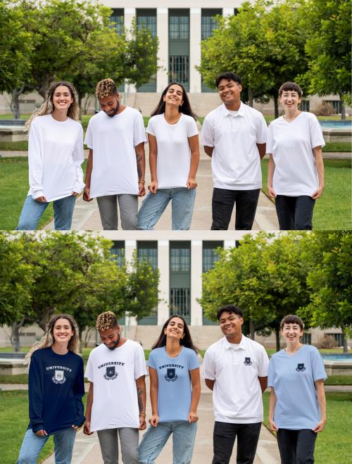Adobe Stock - College Students with T Shirt Mockup - 466795757