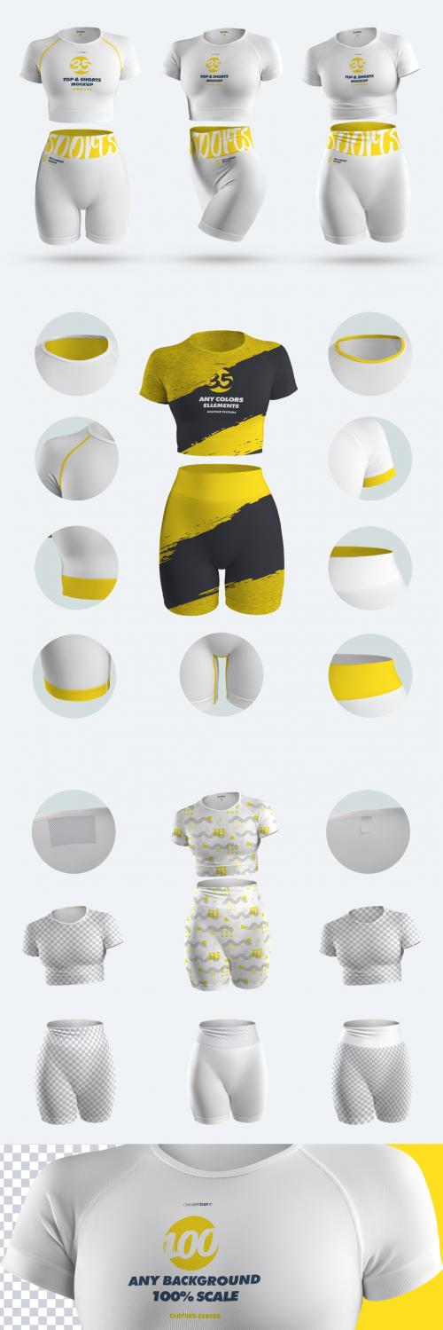 Adobe Stock - 3D Mockups Sportswear Shorts and Top - 470734949