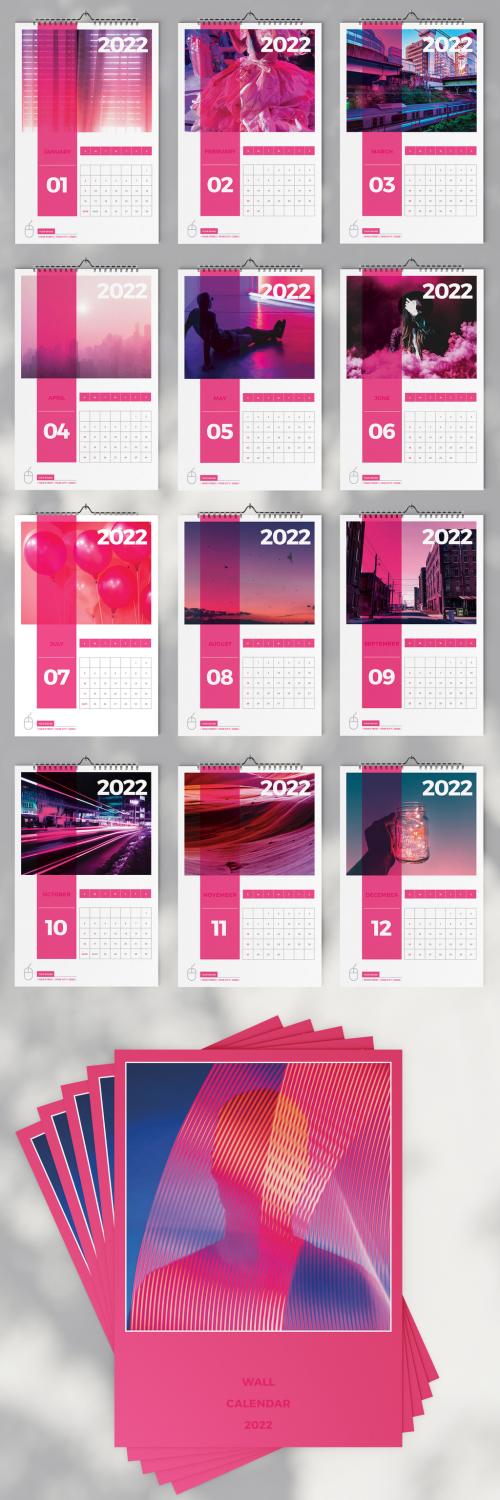 Adobe Stock - Pink Lifestyle Wall Calendar 2022 Layout - 473620054
