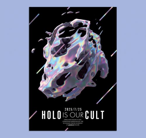 Adobe Stock - Holographic Design Poster Layout with Colorful Fluid Abstraction - 473841840