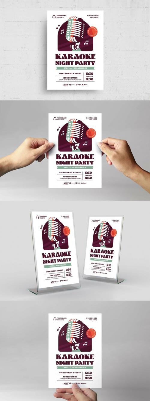 Karaoke Open Mic Night Party Flyer Poster