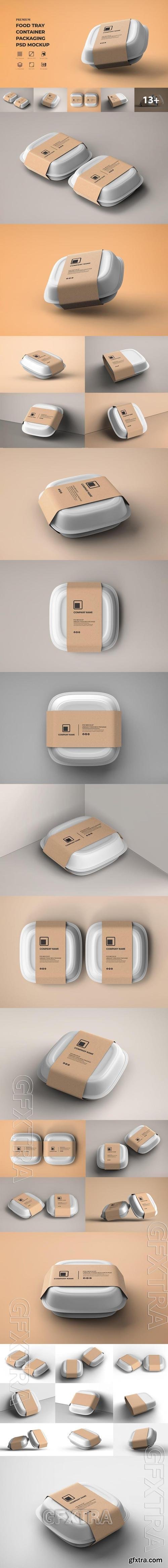 Food Tray Container with Kraft Paper Label Mockup SNHSAPV