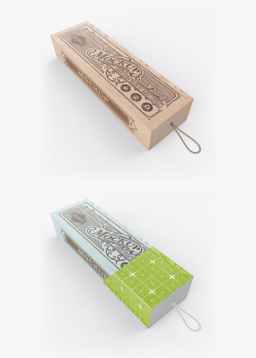 Wooden Box with Rope Mockup