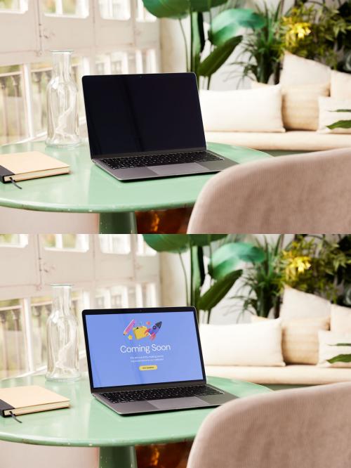 Laptop Mockup on a Table with Natural Light