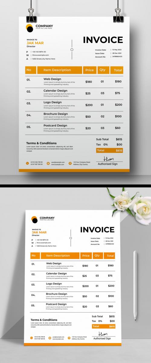 Invoice Layout with Yellow Accents