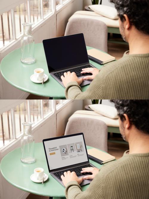 Working with a Laptop Mockup with Natural Light