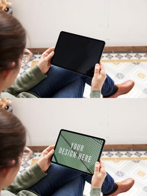 Woman Using Tablet Mockup