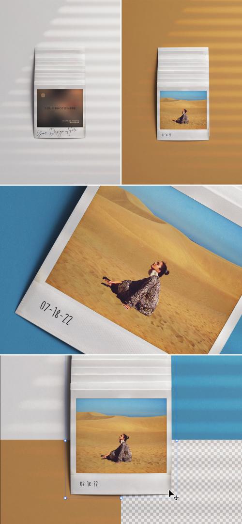 Instant Pictures Mockup Neat Stack with Shadows Overlay