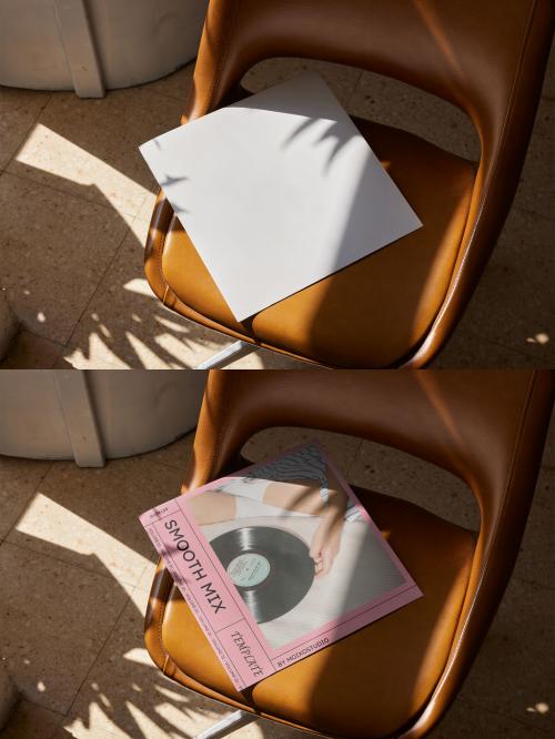 Vinyl Sleeve Mockup on Chair with Shadows