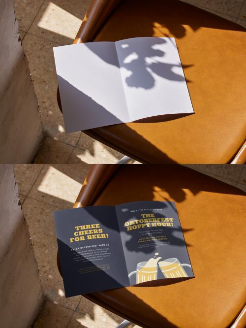 Bifold Brochure Mockup with Shadows