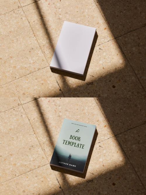 Soft Cover Book Mockup on Floor with Shadows