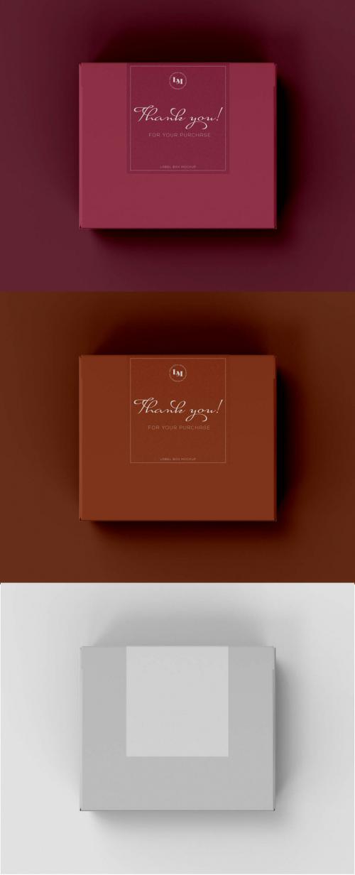 Top View of Square Box with Branding Label Mockup