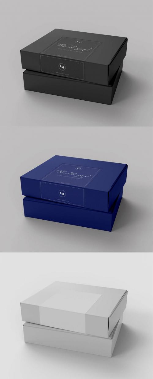 Two Stacked Square Box with Label Mockup