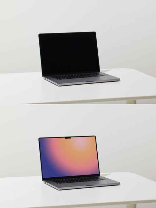 Laptop Mockup on White Desk