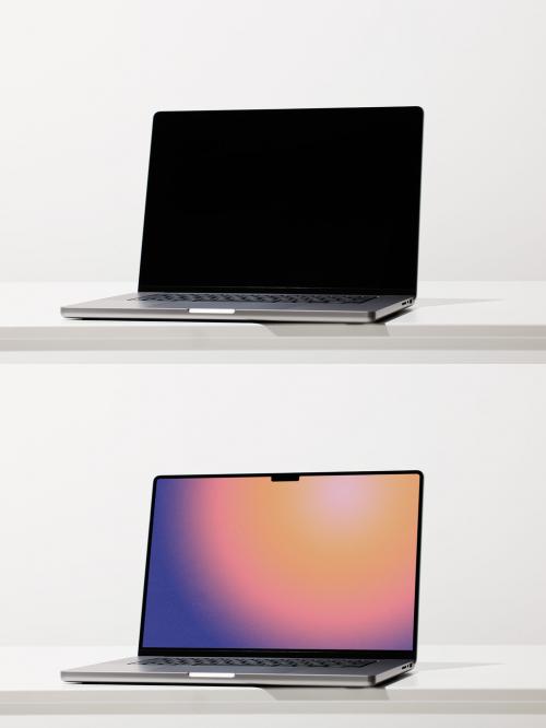 Modern Laptop Mockup on White Table
